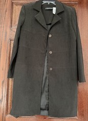 Vintage 90s Sag Harbor Faux Suede Car Coat Jacket Olive Green Petite 6P Flaw