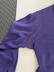 Vintage Perry Ellis Portfolio Silk Blouse Size 4 French Cuff! Full Button Purple