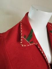 1940s Vtg Mexican Wool Embroidered Tourist Souvenir Jacket 40s Folk Art