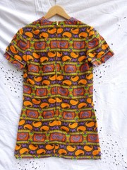 handmade Vintage short sleeve top orange red green yellow purple
