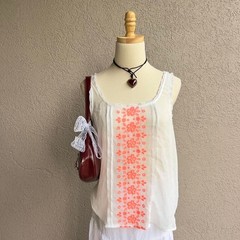 Vintage Y2K Hollister White Floral Top Tank Size Large Beach Coverup Preppy