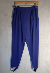 Vintage Stirrup Pants Chaus 10 – Blue High Waist Front Zip Poly Rayon Blend 80’s