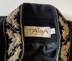 Vintage TAIGA Wool Bolero Cropped Military Look Trim Collar Size 2