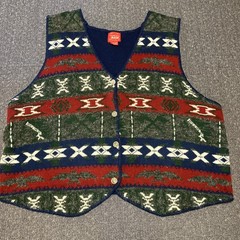 Venezia Jeans Vintage Women’s Sweater Vest Plus Size 22/24 Blue/Burgandy