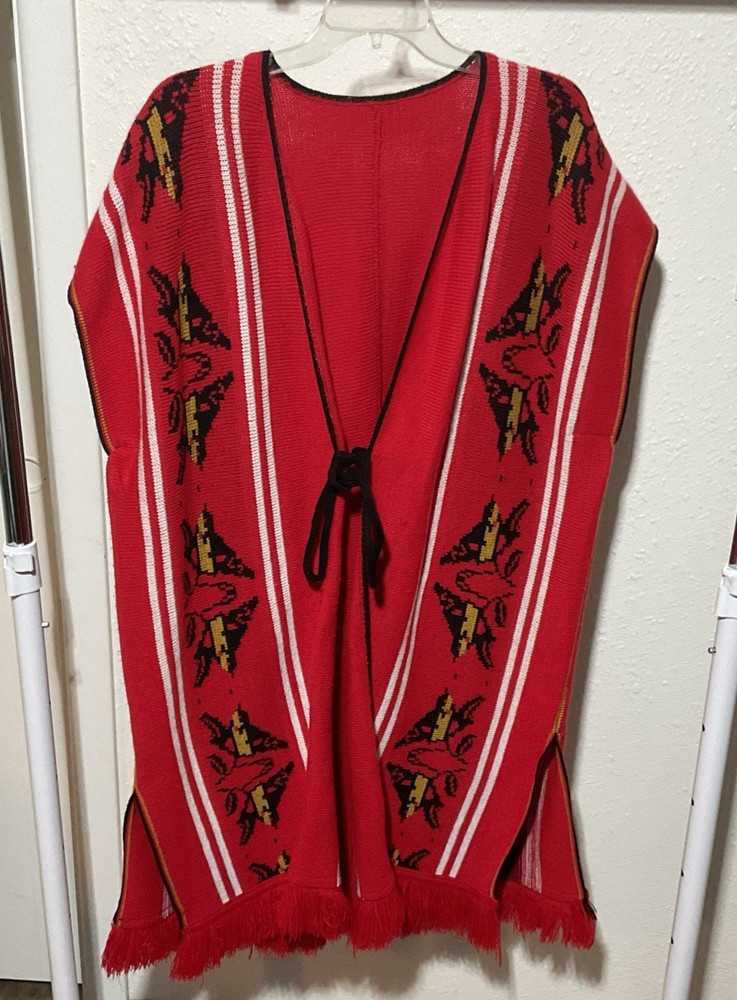 Vintage 1970s Knit Poncho One Size Fits Most.