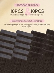 HOTBANANA Invisi Edge Tape in Hair Extensions Human Hair, 18inch 50g 10pcs Invis