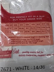 NOS Vintage White Slip Carol Brent Exclusively By Montgomery Ward Size 14/36