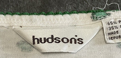 Vintage Hudson’s Women’s Tee Shirt Frog Pattern White and Green Size S