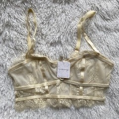NWT FREE PEOPLE Layer in Lace Bustier Ivory Longline Corset Bra Side Hook XS