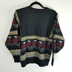 Import workshop Medium vintage 80’s wool blend sweater roses argyle fair isle
