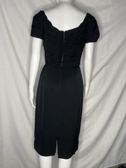 60s Clifton Wilhite Dallas Little Black Dress Draped Bodice S? Wiggle