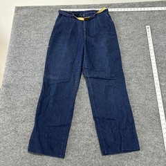 Vintage Denim Pants Womens Size 14 Blue High Waisted Pleated Belted
