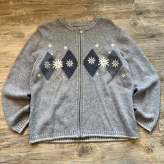 Croft & Barrow Vintage Sweater Women’s XL Knit Winter Snowflake 90s Blue Gray