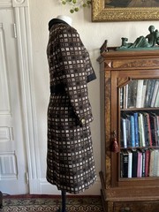 Vintage 1960s Mod Dress Set 2 Piece Jacket & Midi Dress Knit Preppy Mock Neck S