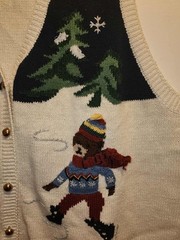 90’s Capacity Cardigan Sweater Vest 3XL Ice Skating Bears