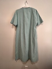 Vintage 80s Teal And White Striped Cotton Dress Short Sleeve Size 12