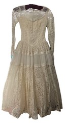 Vtg 1950’s Maurer Ivory Full Lace Wedding Dress-Bust 30/2XS