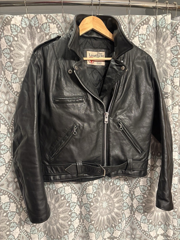 Vintage 70’s Sears The Leather Shop Motorcycle Ramones Jacket Womens 14* READ