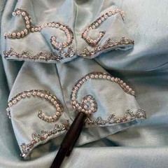 Vintage Blue Embroidered Cuff Long Sleeve Open Front Dressy Jacket