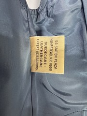 Vintage Leather Dress 70s 80s Blue Stripe Steampunk Retro Workwear Grannycore