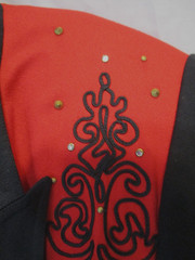 Vtg 80s CRISCIONE Red/Black Blazer Jacket~L~Studded Padded Shd Hollywood Glam US