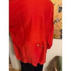 Stunning Vintage Xiao A La Mode Bright Red Silk and Linen Tunic Asymmetrical L