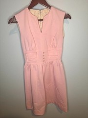 Vintage 60s Pink Sleeveless Tailored A-line Dress