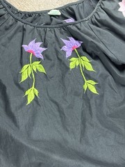 Vintage Caro Honolulu Embroidered Blouse Skirt Floral Set Philippines Size Med.