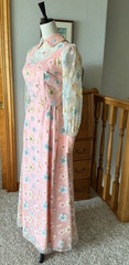 70s Dress Vintage Long Sleeve Pretty in Pink CUSTOM Made dress 1 of a kind!