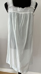 Vintage Nightgown 1970s 1980s Dress Lace pale blue Eyelet beachy Med Large READ