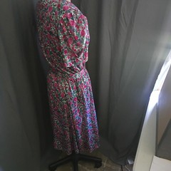Vintage 80s/90s Tabby of California Floral Print Midi Dress Size 14 Cottagecore