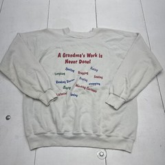 Vintage Hanes Activewear White Grandmas Work Pullover Sweatshirt Women’s Size XL