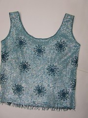 14 Beaded Sequin Vintage Sleeveless Shell Boxy 1960s Metal Zip Flapper Mermaid