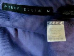 VTG PERRY ELLIS Cotton Stretch Knit Top Boat Neck Long Sleeves Purple M EUC