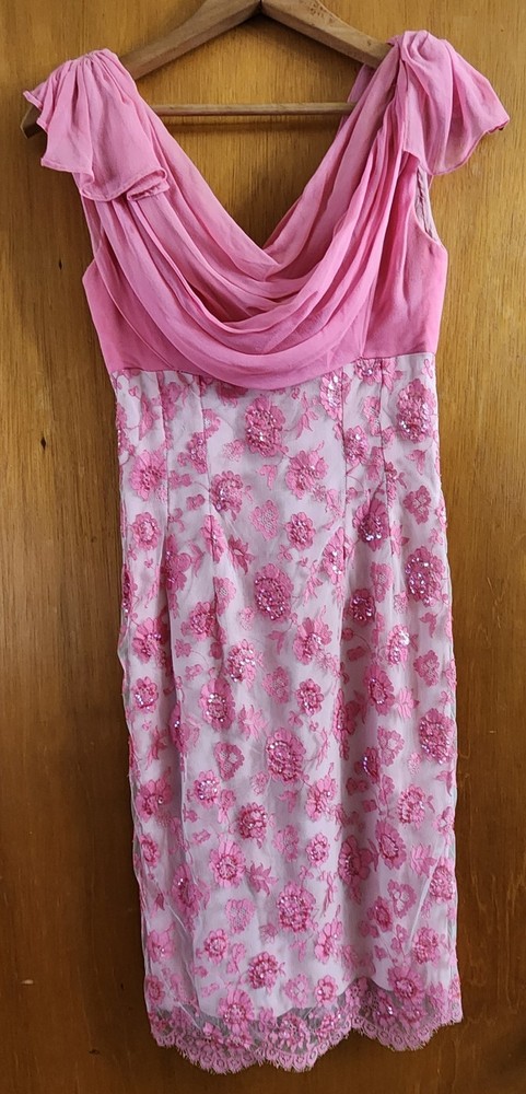 Vintage 50s Pink Beaumelle Cocktail Glamour Los Angeles Size 10 Dress