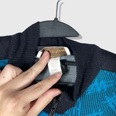David Brown I. Magnin Zip Up Jacket Womens XS Blue Vintage 80s Geometric Grandma
