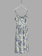 Vintage Laura Ashley Floral Midi Dress Made In Great Britain Cotton US 10 UK 14