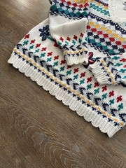 Vintage AJ Brandon Hand Embroidered Fair Isle Sweater M Ramie Cotton 90s