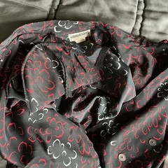 Vintage Variations LTD 80’s Polyester Dress Black, White & Red Mandarin Collar