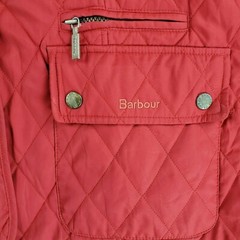 BARBOUR Size 10US Daphne Womens Red Diamond Quilted Snap Front Field Jacket Coat