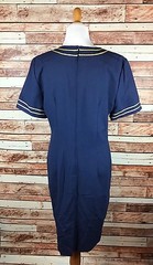 Jessica Howard Vintage Blue Gold Trim Stars Fourth Of July Shift Dress Size 14