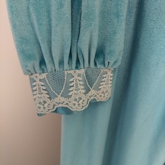 Vintage Donna Richard Gilligan O’Malley Blue Velour Lace Nightgown M Coquette