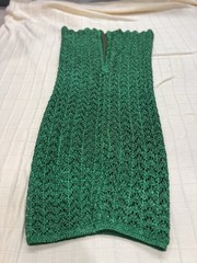 Vintage 70s Emerald Crochet Skirt/Jacket Couture Weighted Hem, Designer Estate