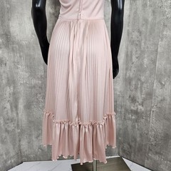 Vintage Alfred Werber Pink Pleated Halter Midi Dress 70s Sleeveless Size M