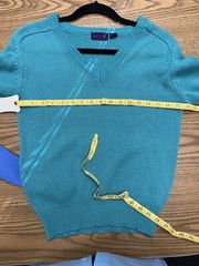 Lot Of 3 VINTAGE FANCY THIS vneck Acrylic 80’s Sweaters S Yellow Blue Green