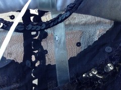 VTG 30s Black Crepe Dress Sz XXS 23″-24″W Theater Costume Play DAMAGED AS-IS