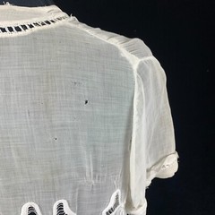 1910s Edwardian White Lawn Tunic or Tea Dress M/L Top Cutwork Drop Waist Flawed