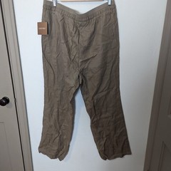 NWT Ellen Tracy 100% Linen Pants Relaxed Drawstring XL Preppy Coastal Grandma