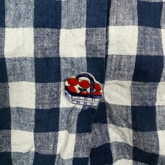 Vintage Dogwood Lane Blue Gingham Linen Blend Patchwork Pinafore Dress L 80s USA