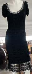 Gorgeous Vintage CACHÉ Black Beaded Crochet Knit Midi Dress XS/S/M